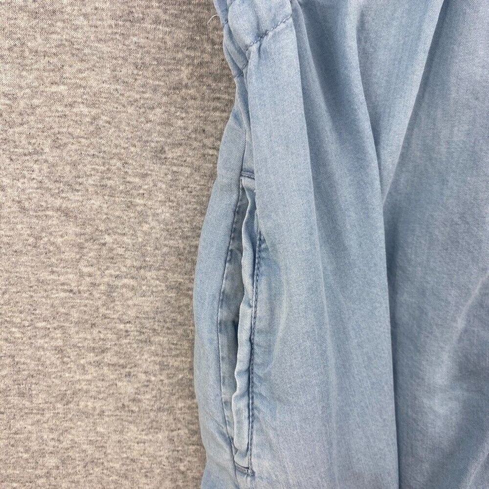 Thread & Supply Shirt Dress Women Medium Blue Button Up Drawstring Waist Pockets - Picture 7 of 14